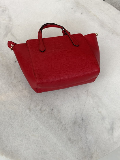 RED LEATHER MINI SWING TOTE BAG