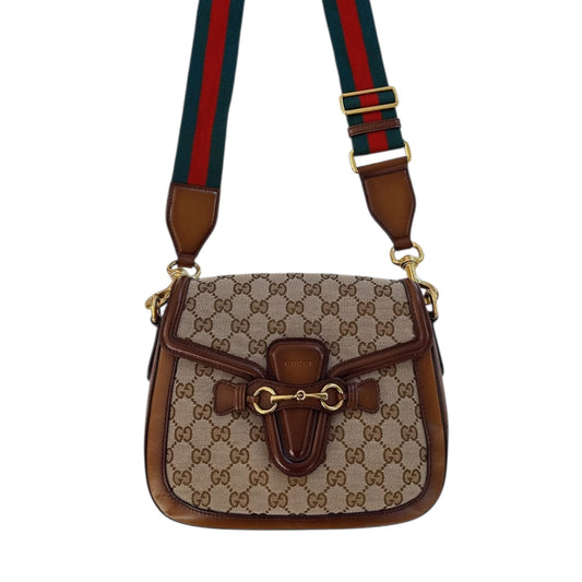 BEIGE GG SUPREME CANVAS WEB HORSEBIT 1955 SMALL SHOULDER BAG