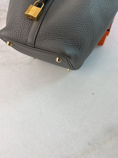 GRIS MEYER PICOTIN 18 CLEMENCE LEATHER GOLD HARDWARE