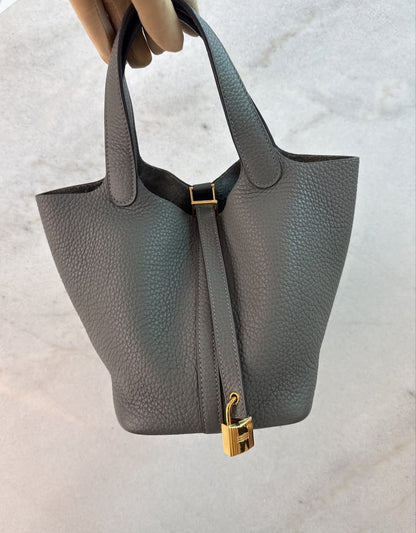 GRIS MEYER PICOTIN 18 CLEMENCE LEATHER GOLD HARDWARE