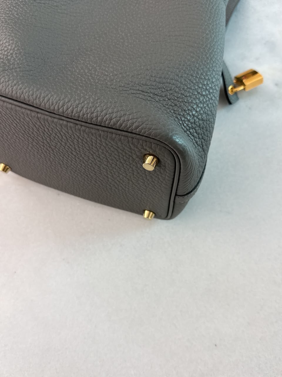 GRIS MEYER PICOTIN 18 CLEMENCE LEATHER GOLD HARDWARE