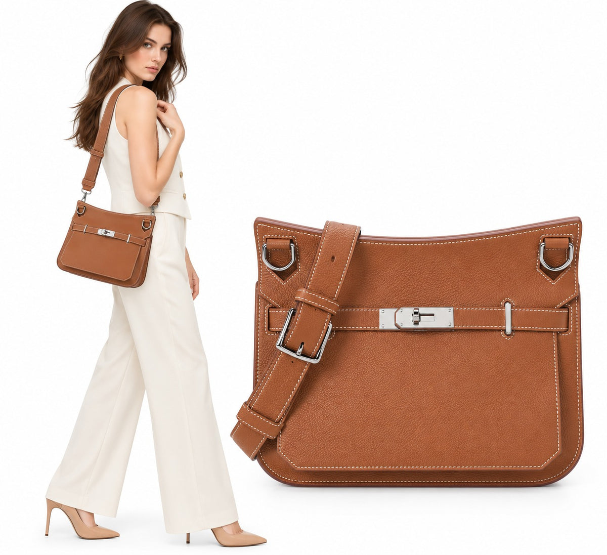 GOLD CLEMENCE LEATHER JYPSIERE 28 PALLADIUM HARDWARE BAG