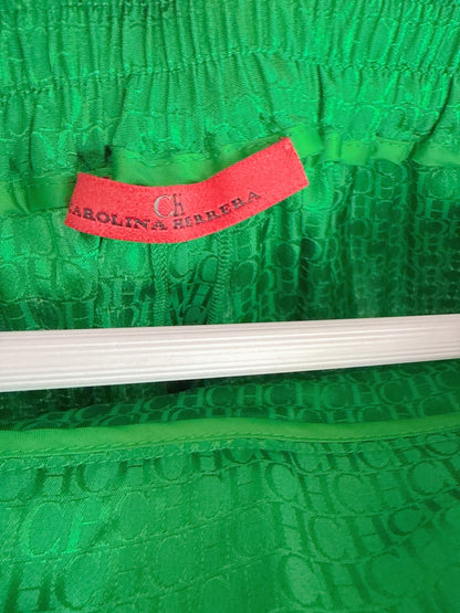 GREEN LOGO PATTERN PANTS XS