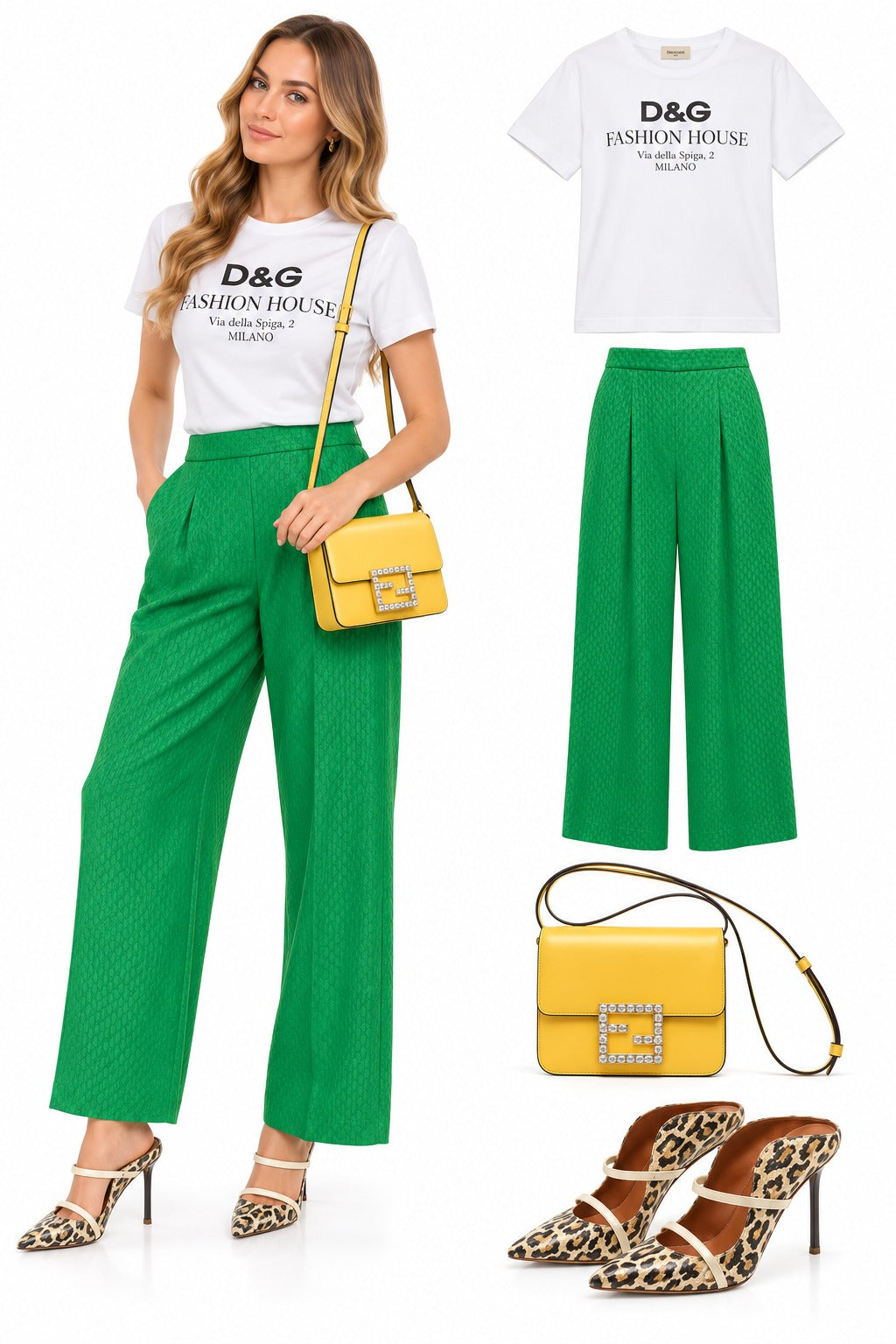 GREEN LOGO PATTERN PANTS XS