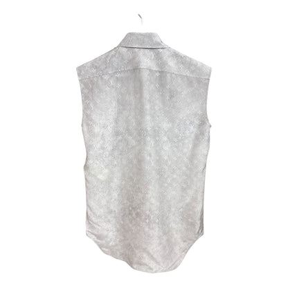 LIGHT GRAY SILK MONOGRAM CLOUD SLEEVELESS SHIRT 34