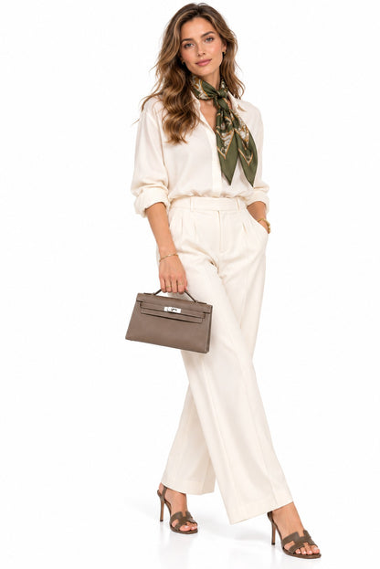 ETOUPE KELLY POCHETTE SWIFT LEATHER PALLADIUM HARDWARE