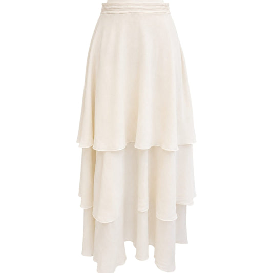 IVORY LAYERED MIDI SKIRT 40