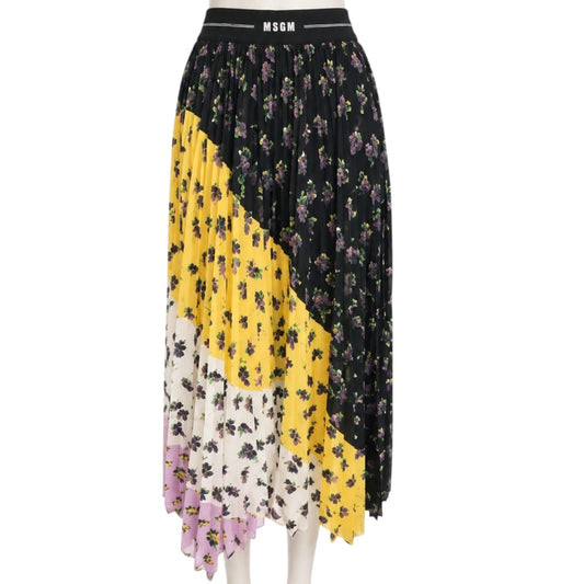 MULTICOLOR GRAPES PRINT PLEATED SKIRT 38