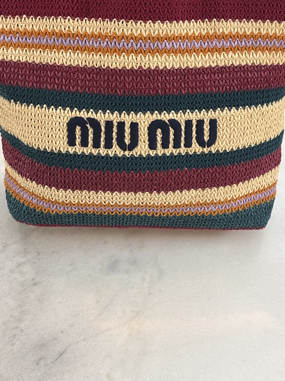 MULTICOLOR STRIPED WOVEN RAFFIA-EFFECT TOTE BAG