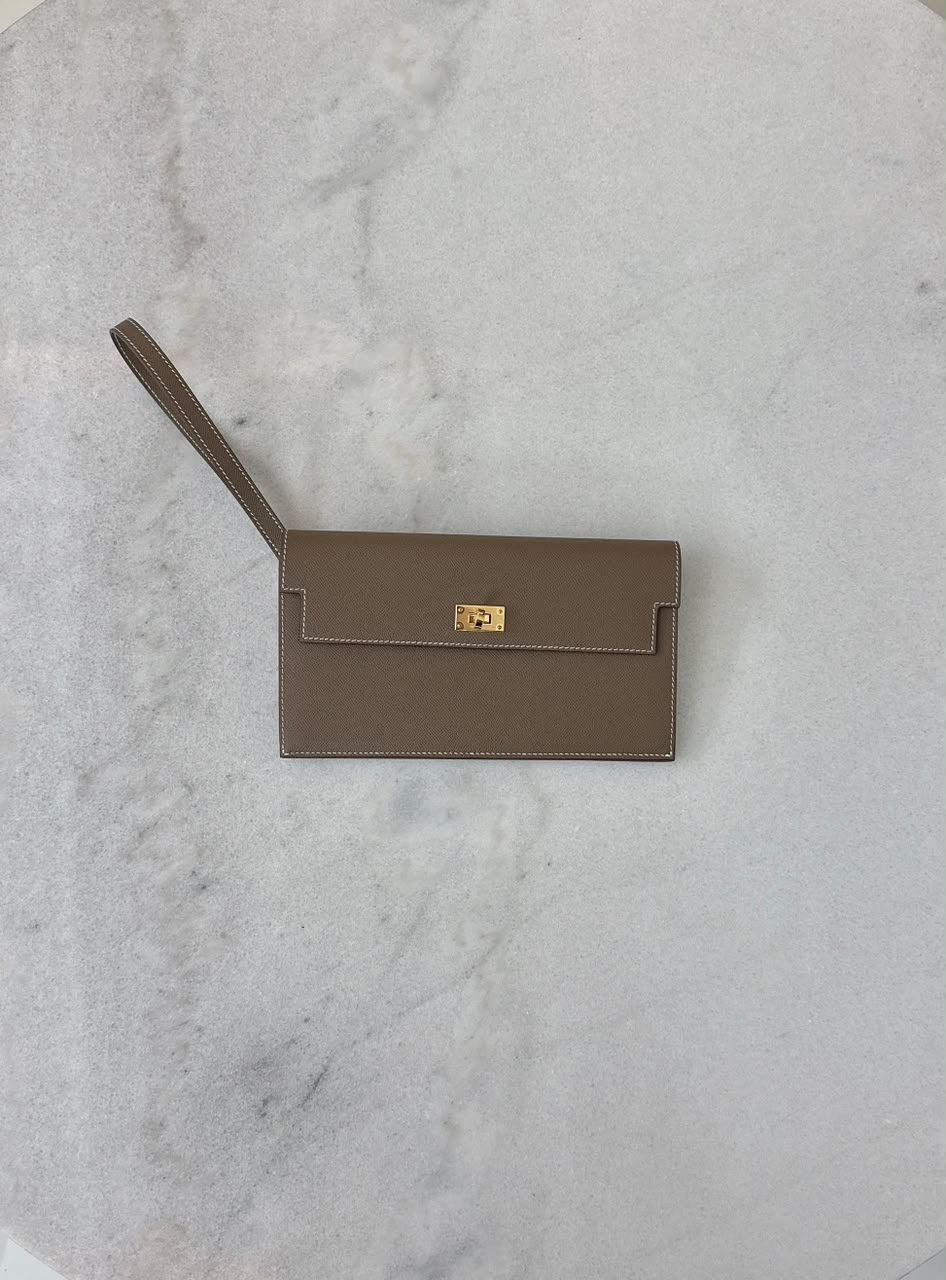 ETOUPE KELLY POCKET MADAME CALFKIN LONG WALLET
