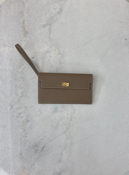 ETOUPE KELLY POCKET MADAME CALFKIN LONG WALLET