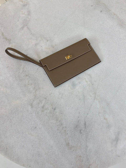 ETOUPE KELLY POCKET MADAME CALFKIN LONG WALLET
