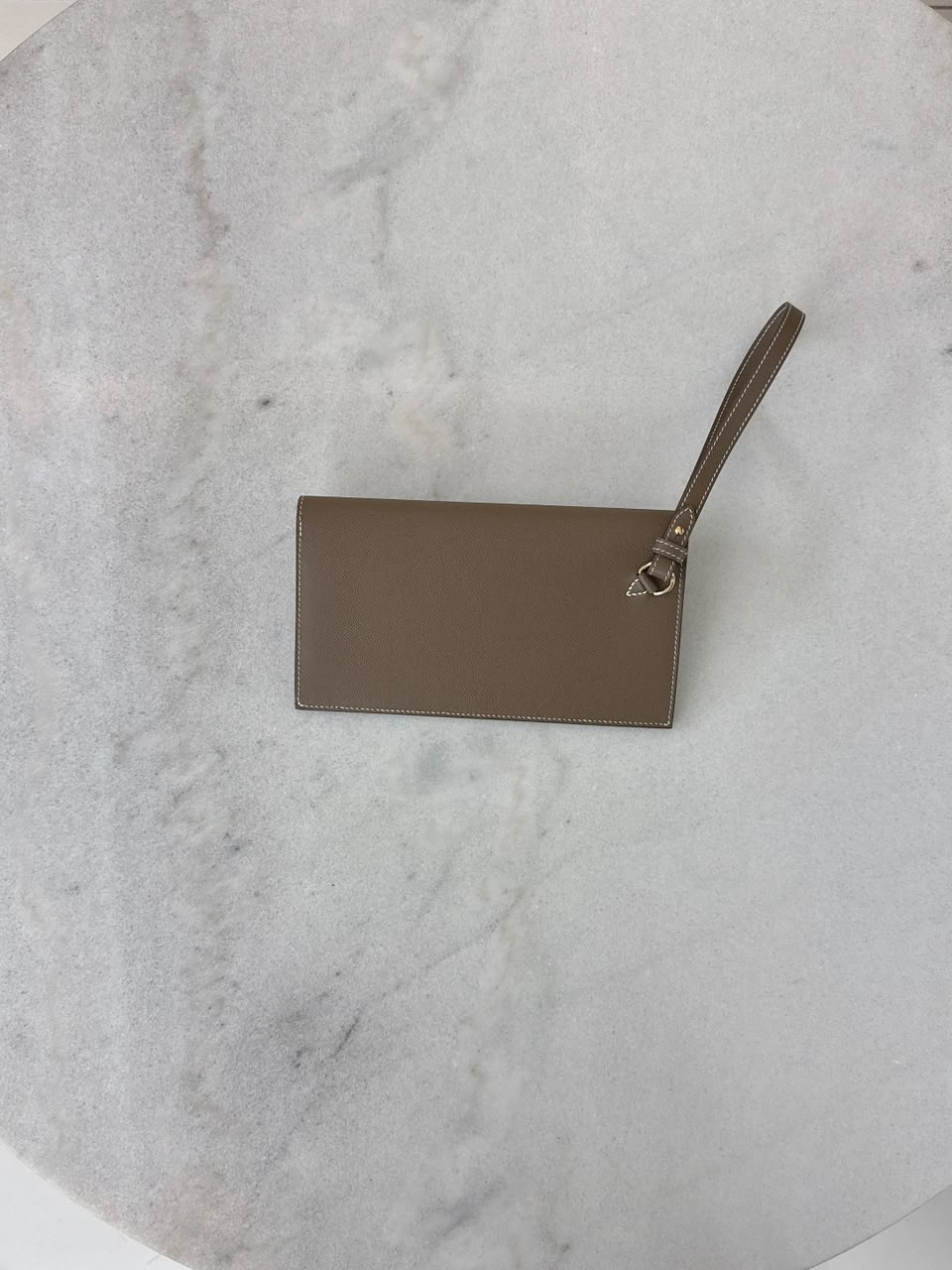 ETOUPE KELLY POCKET MADAME CALFKIN LONG WALLET