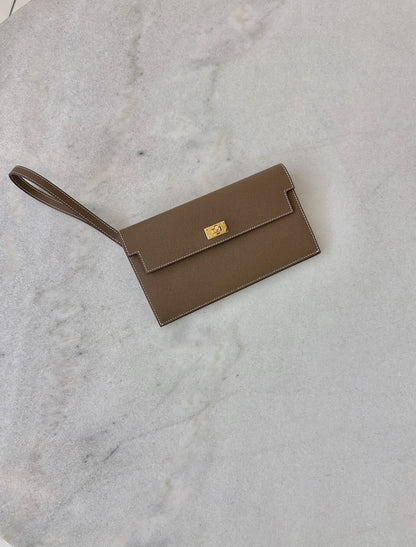 ETOUPE KELLY POCKET MADAME CALFKIN LONG WALLET