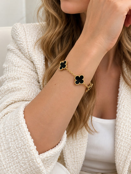 ONYX 5 MOTIF 18K YELLOW GOLD VINTAGE ALHAMBRA BRACELET