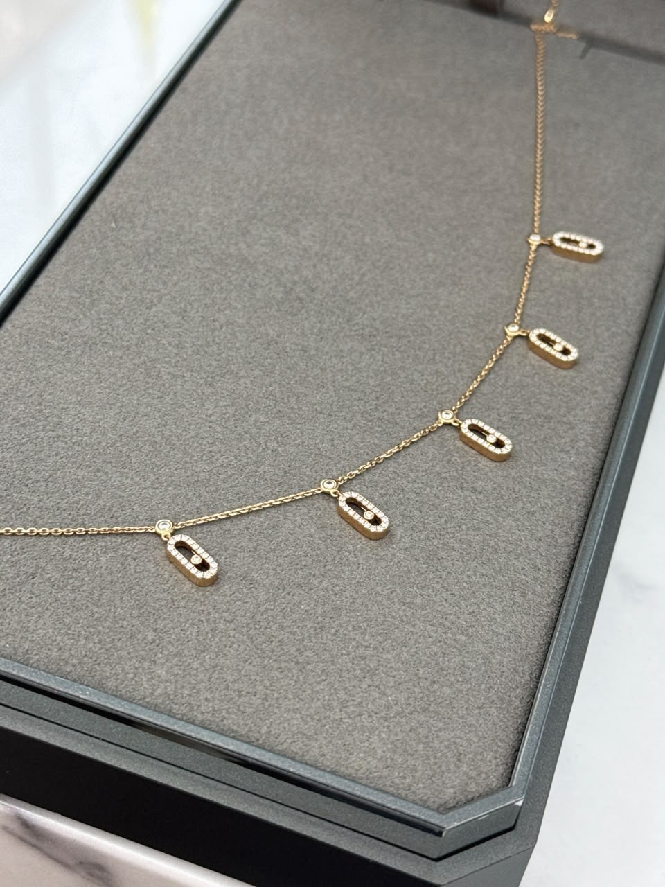 ROSE GOLD MOVE UNO PAVE DIAMOND CHOKER NECKLACE