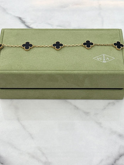 ONYX 5 MOTIF 18K YELLOW GOLD VINTAGE ALHAMBRA BRACELET