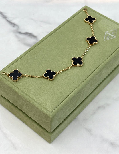 ONYX 5 MOTIF 18K YELLOW GOLD VINTAGE ALHAMBRA BRACELET