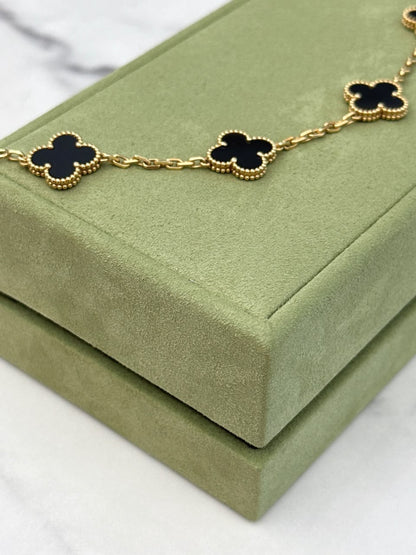ONYX 5 MOTIF 18K YELLOW GOLD VINTAGE ALHAMBRA BRACELET