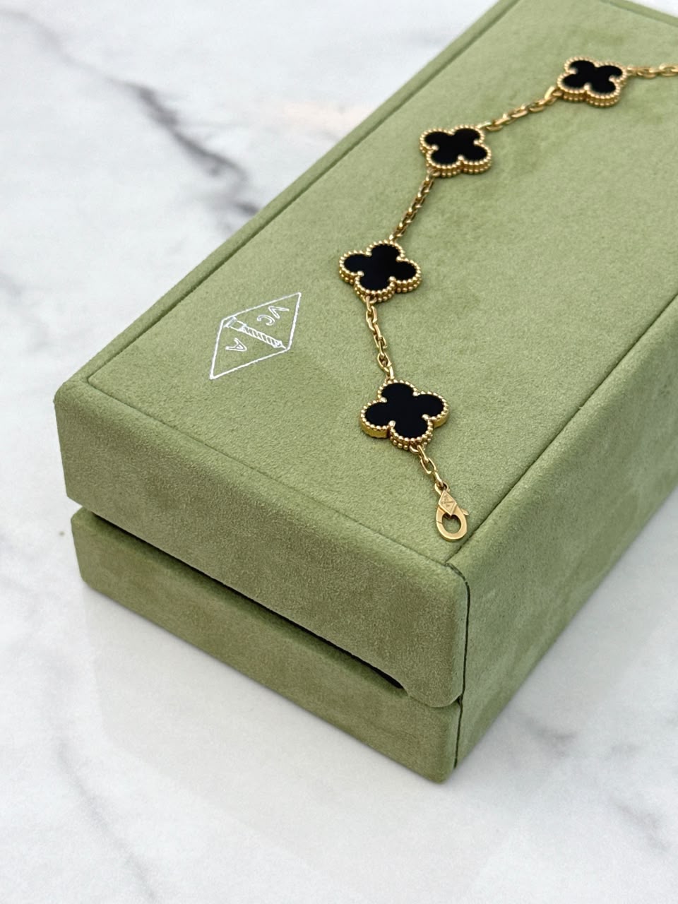ONYX 5 MOTIF 18K YELLOW GOLD VINTAGE ALHAMBRA BRACELET