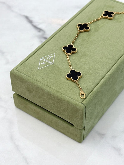 ONYX 5 MOTIF 18K YELLOW GOLD VINTAGE ALHAMBRA BRACELET
