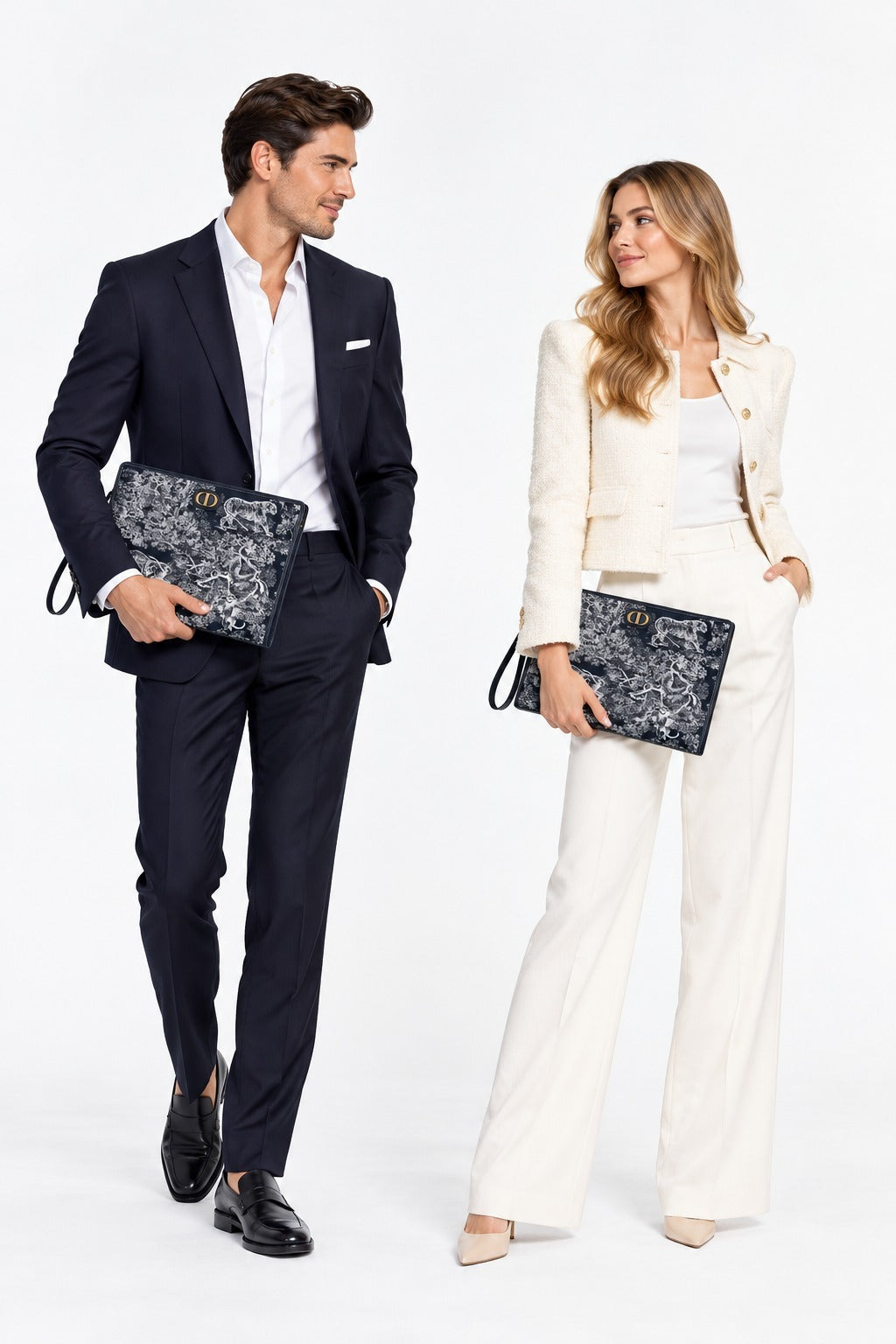 NAVY BLUE TOILE DE JOUY REVERSE JACQUARD DIOR 30 MONTAIGNE DEA POUCH