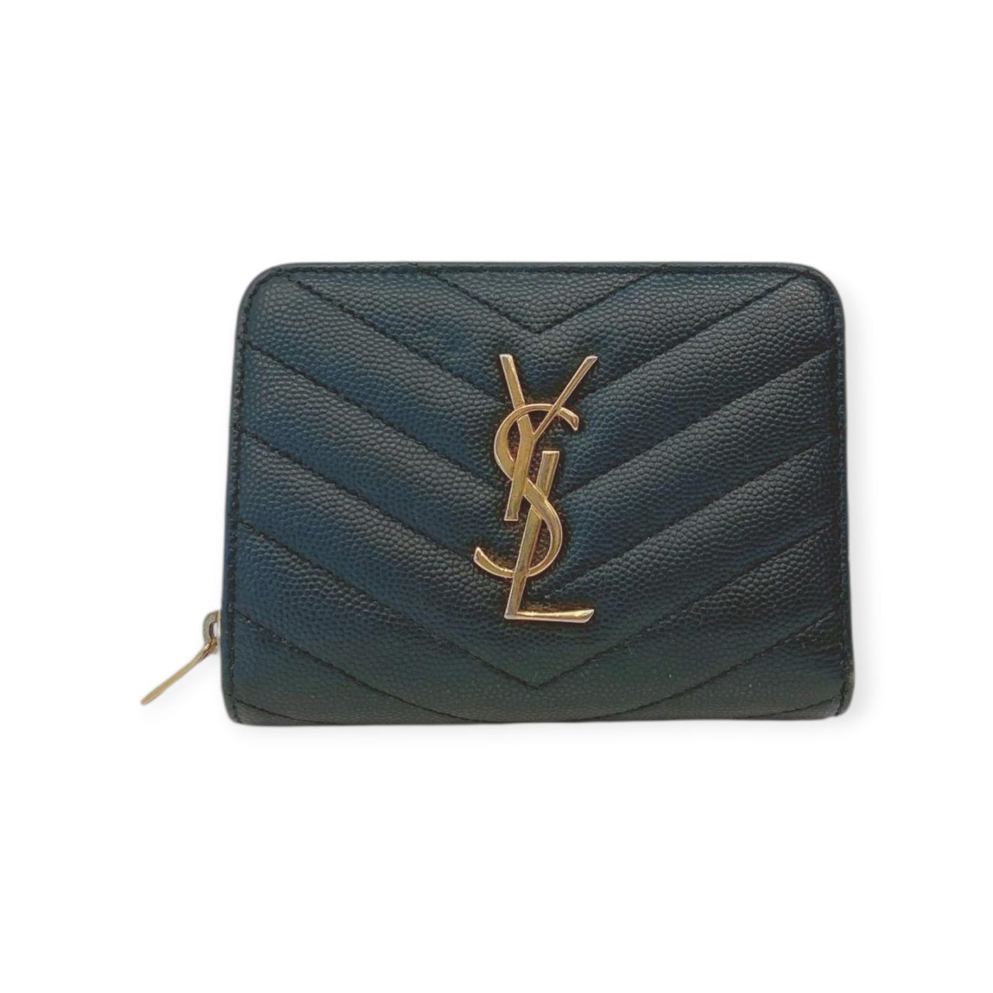 DARK GREEN GRAINED LEATHER CASSANDRE COMPACT WALLET