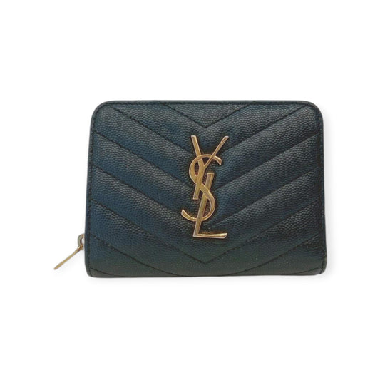 DARK GREEN GRAINED LEATHER CASSANDRE COMPACT WALLET