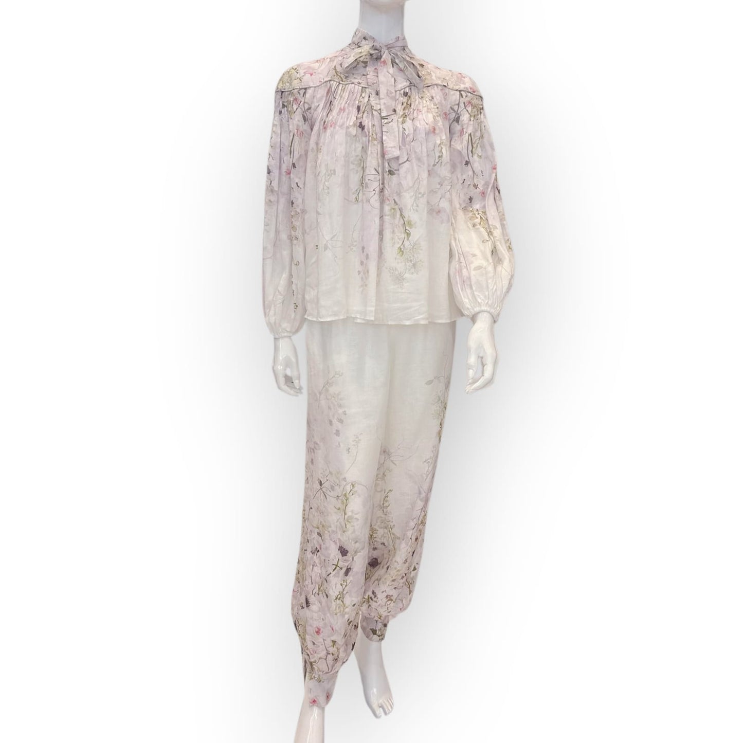 ZIMMERMANN DANCER RAMIE WHITE WING BLOUSE SET