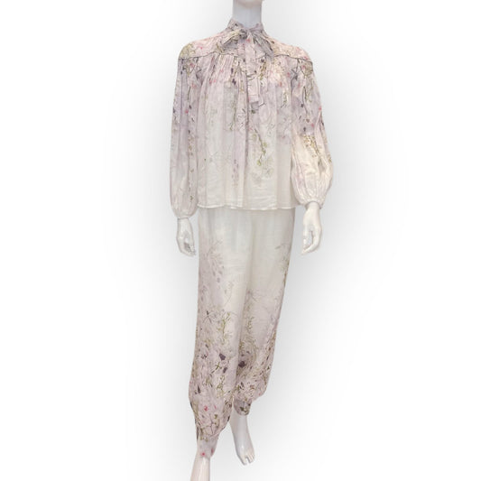 ZIMMERMANN DANCER RAMIE WHITE WING BLOUSE SET