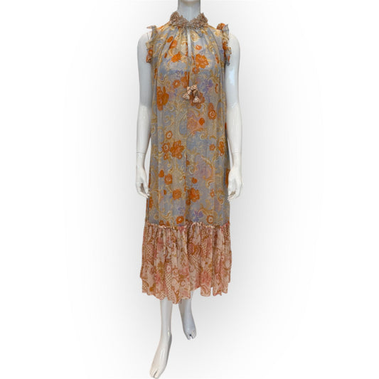 ZIMMERMANN ORANGE ART POSTCARD SLEEVELESS DRESS