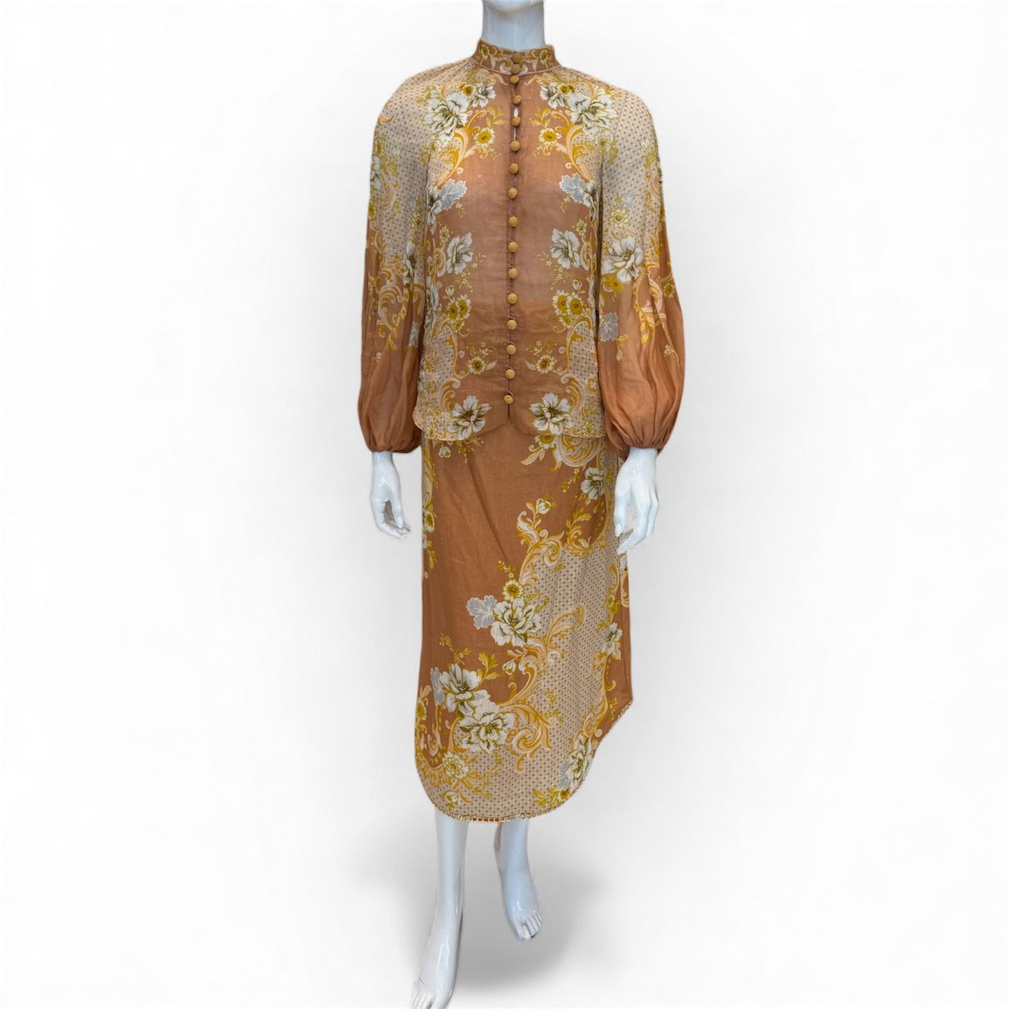 ORANGE POSTCARD RAMIE LATERN BLOUSE SET