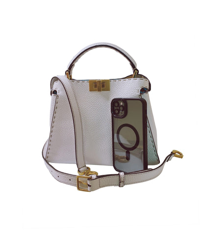 WHITE SELLERIA PEEKABOO SMALL TOP HANDLE BAG
