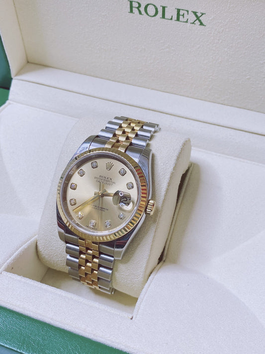 CHAMPAGNE DIAMOND 18K YELLOW GOLD STAINLESS STEEL DATEJUST 36MM