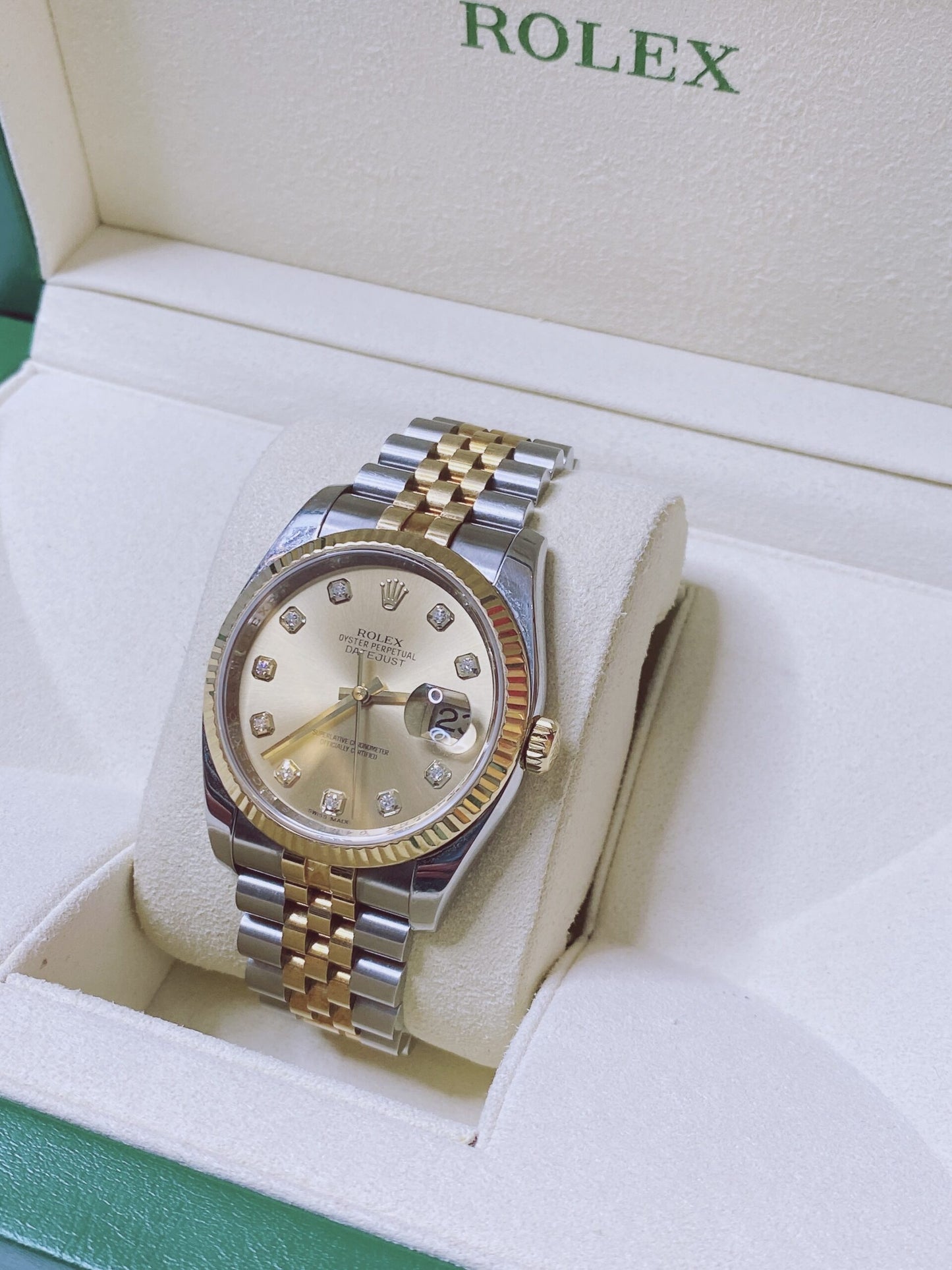 CHAMPAGNE DIAMOND 18K YELLOW GOLD STAINLESS STEEL DATEJUST 36MM