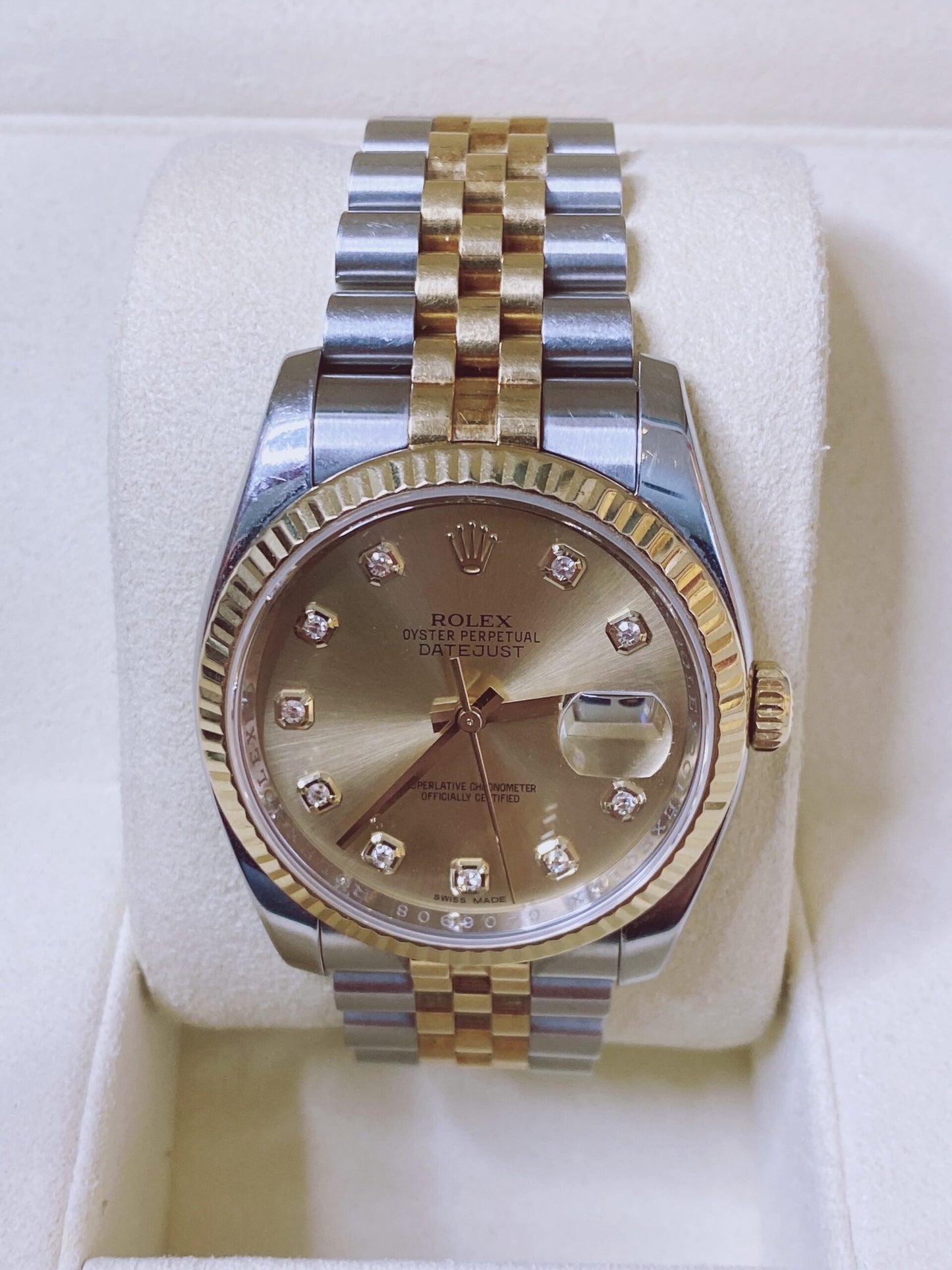 CHAMPAGNE DIAMOND 18K YELLOW GOLD STAINLESS STEEL DATEJUST 36MM