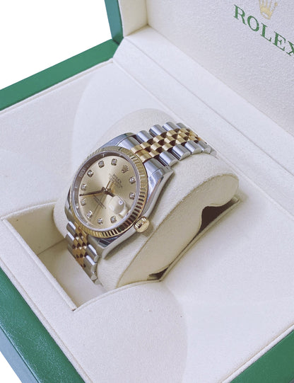 CHAMPAGNE DIAMOND 18K YELLOW GOLD STAINLESS STEEL DATEJUST 36MM