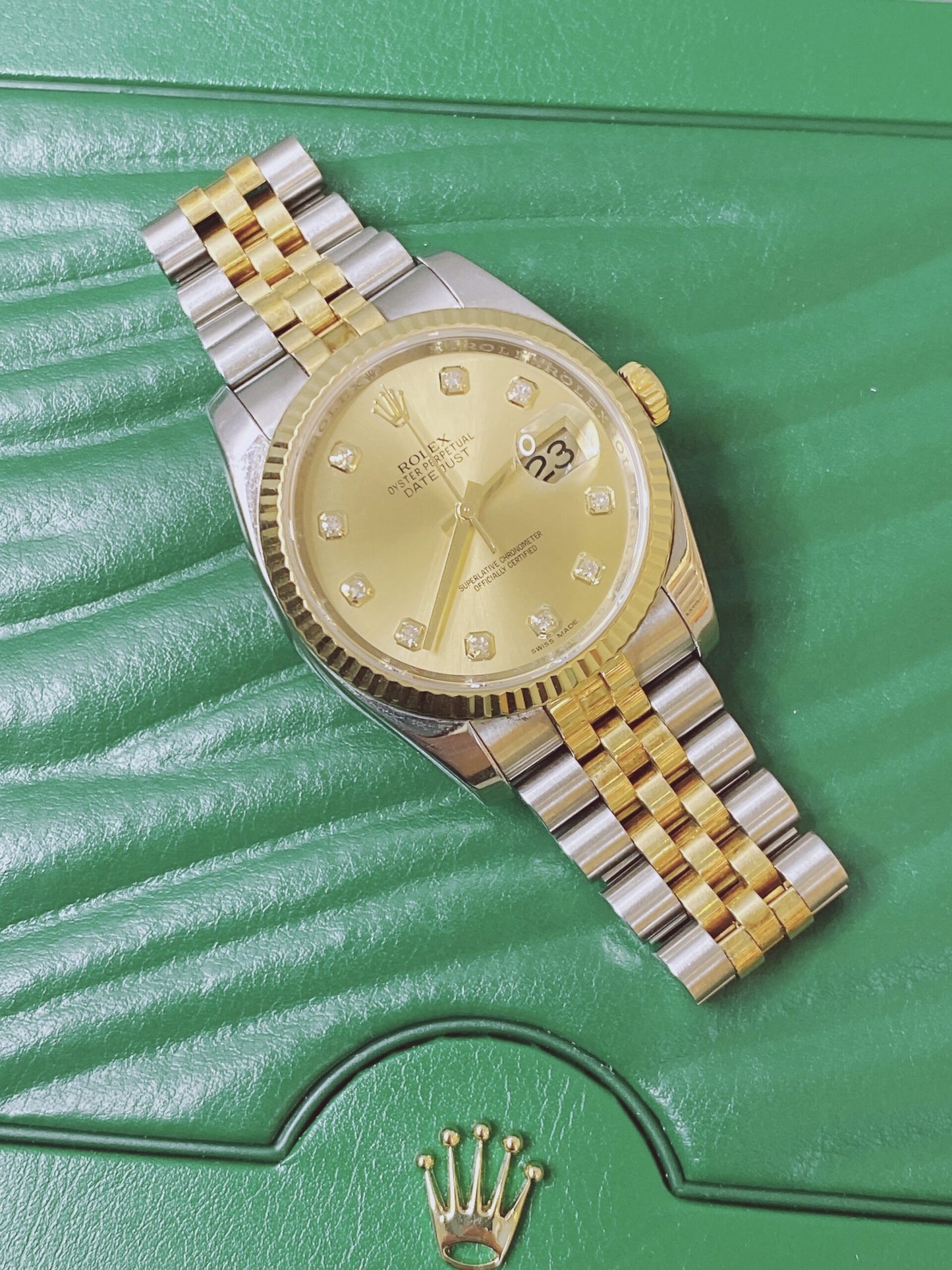 CHAMPAGNE DIAMOND 18K YELLOW GOLD STAINLESS STEEL DATEJUST 36MM
