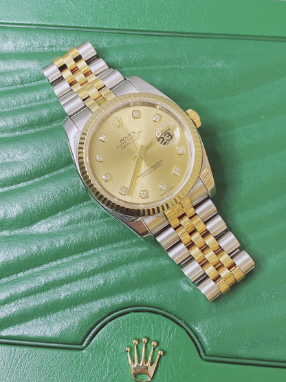 CHAMPAGNE DIAMOND 18K YELLOW GOLD STAINLESS STEEL DATEJUST 36MM
