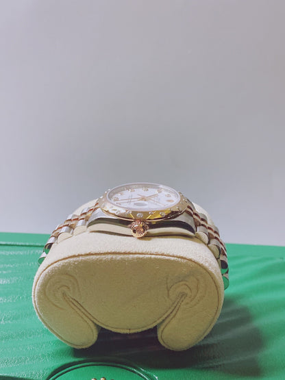 DATEJUST 31 WHITE DIAMOND DIAL DIAMOND BEZEL 18K ROSE GOLD TWO TONE JUBILEE LADIES WATCH