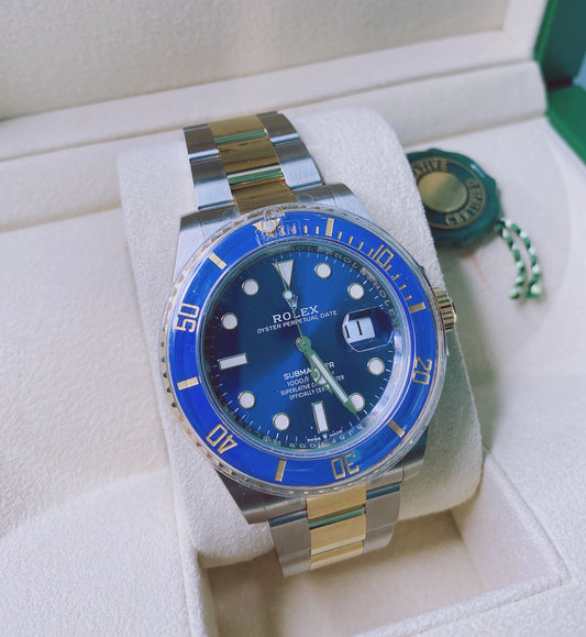 SUBMARINER DATE CERAMIC BLUESY GOLD AND STEEL BLUE DIAL 116613LB WATCH