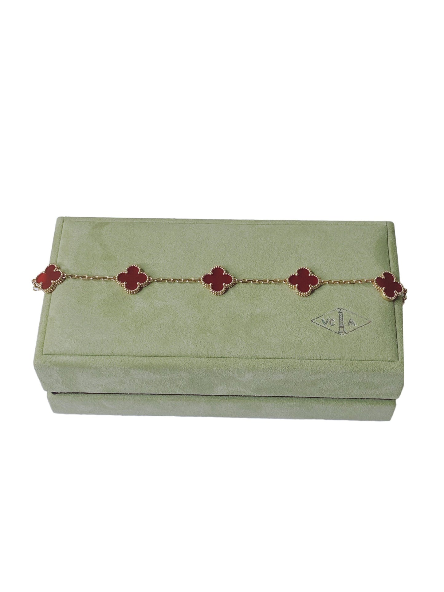VINTAGE ALHAMBRA 5 MOTIF RED CARNELIAN BRACELET