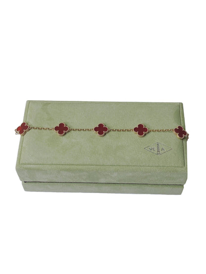 VINTAGE ALHAMBRA 5 MOTIF RED CARNELIAN BRACELET