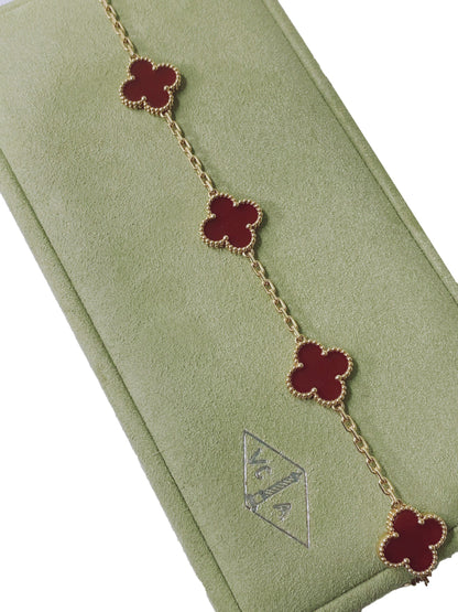 VINTAGE ALHAMBRA 5 MOTIF RED CARNELIAN BRACELET