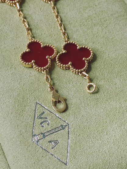 VINTAGE ALHAMBRA 5 MOTIF RED CARNELIAN BRACELET