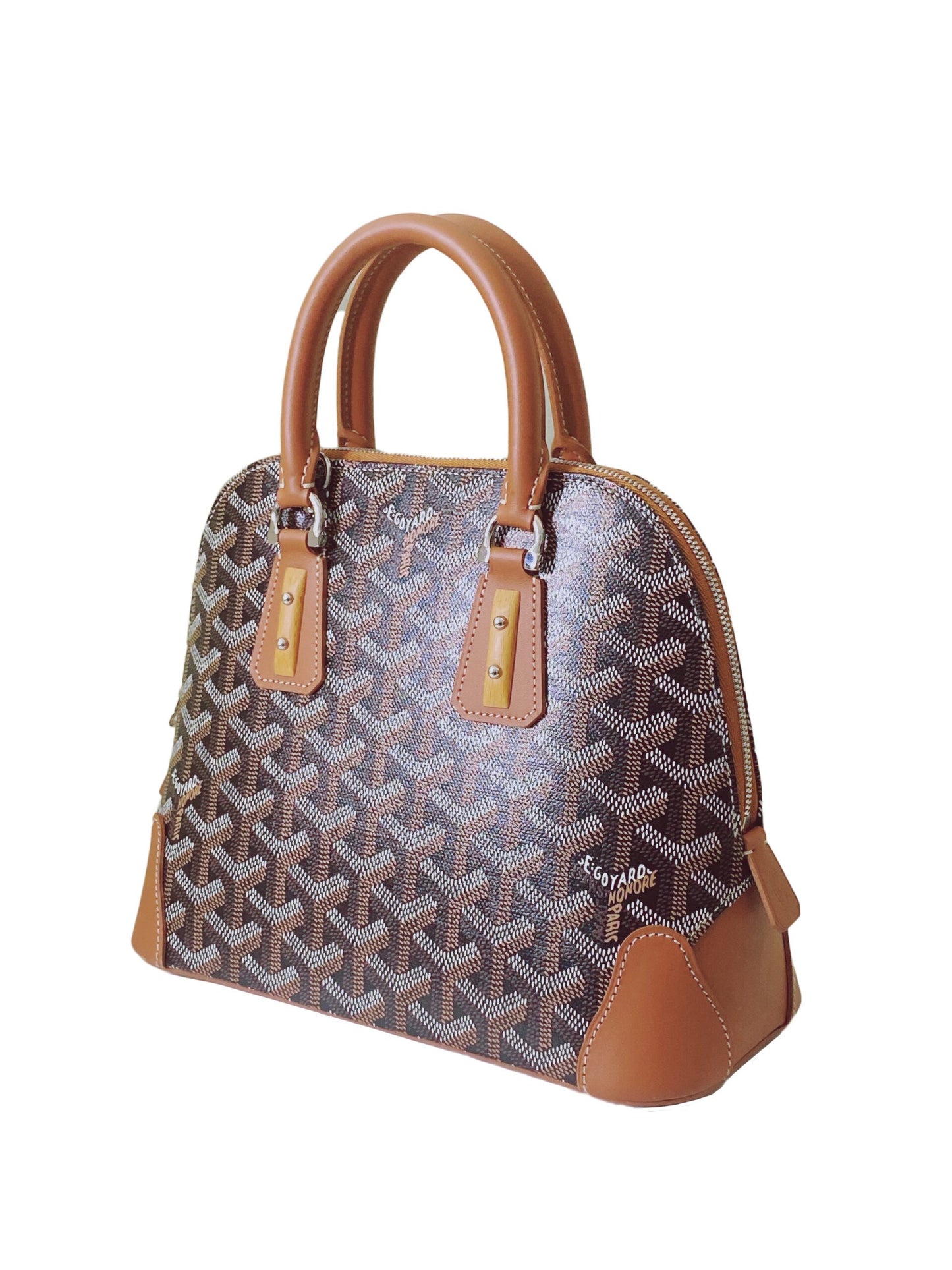 BLACK TAN GOYARDINE CANVAS CALFSKIN VENDOME MINI BAG