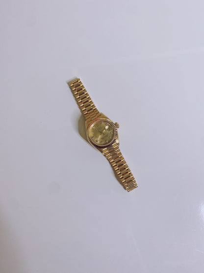 DATEJUST YELLOW GOLD DIAMOND DIAL FLUTED BEZEL 26MM PRESIDENT WATCH