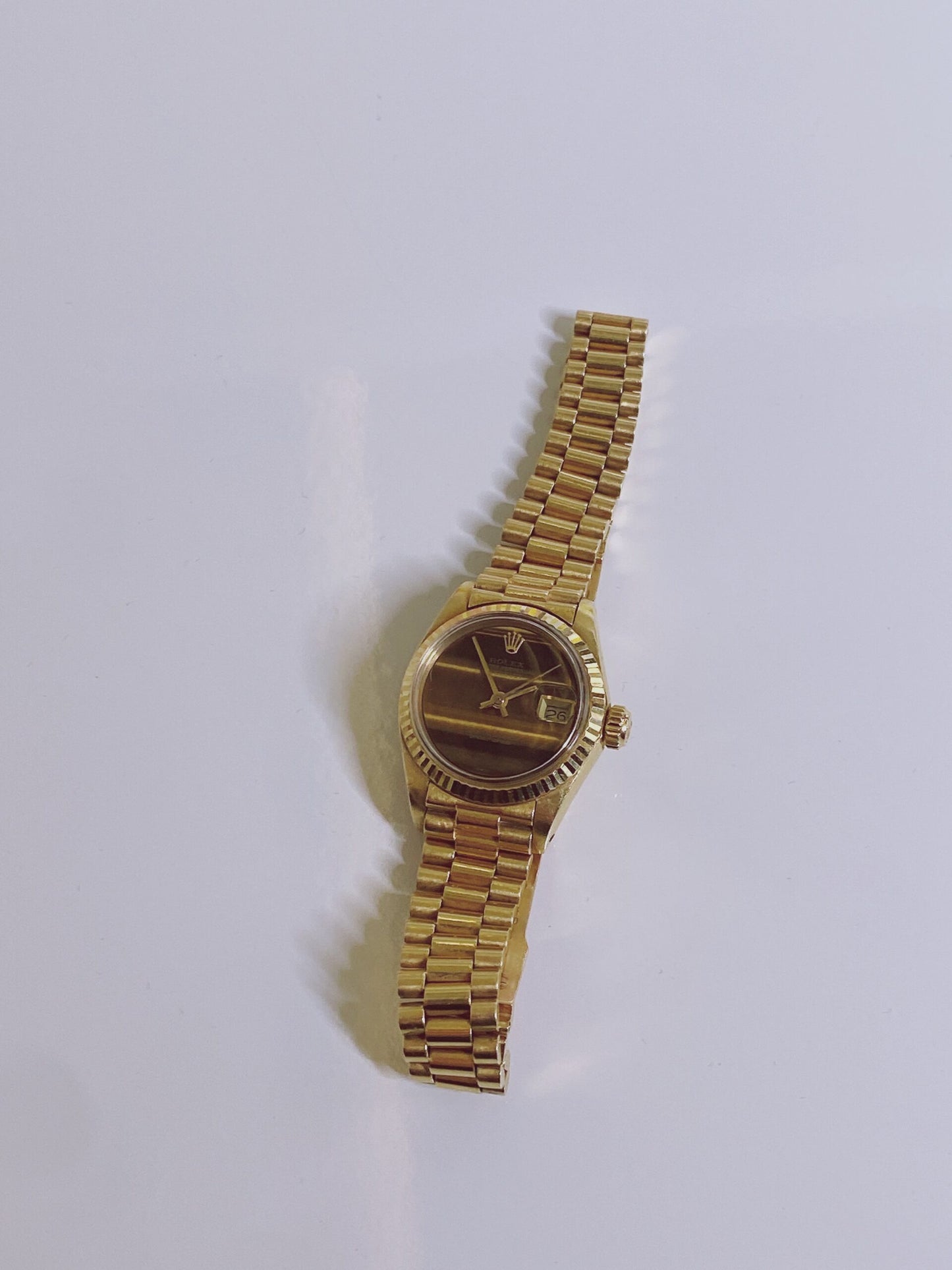 DATEJUST TIGER EYE DIAL 18K YELLOW GOLD FLUTED BEZEL 26MM PRESIDENT WATCH