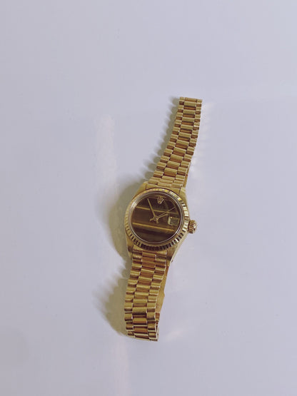 DATEJUST TIGER EYE DIAL 18K YELLOW GOLD FLUTED BEZEL 26MM PRESIDENT WATCH