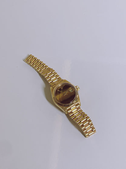 DATEJUST TIGER EYE DIAL 18K YELLOW GOLD FLUTED BEZEL 26MM PRESIDENT WATCH